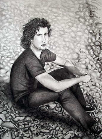 Young Man Sitting on Rocks by Mar�a Jes�s Rivera - big